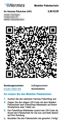 hermes versand qr code|Hermes mobiler paketschein online.